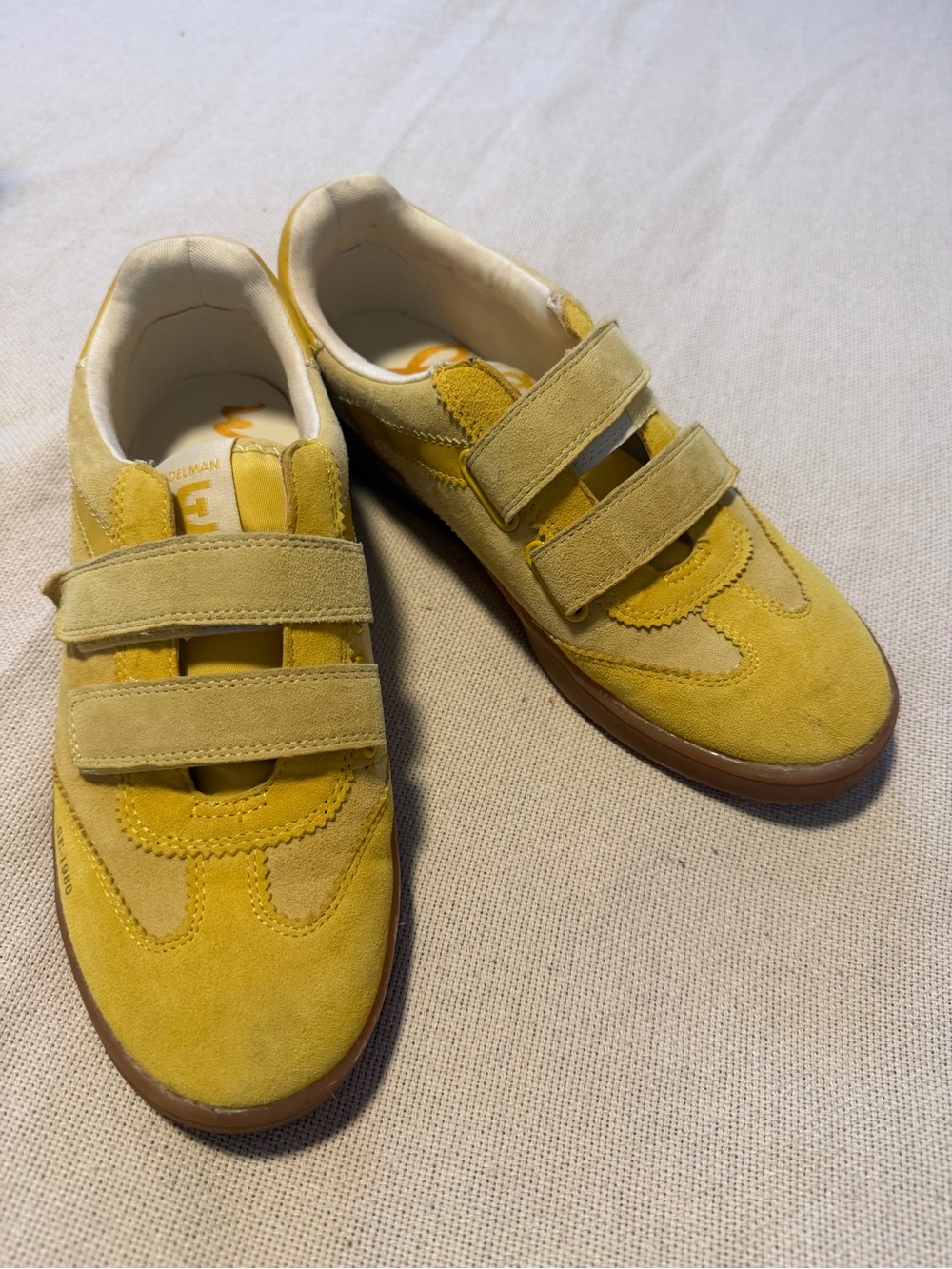 Sam Edleman Talia Yellow Suede Velcro Sneakers
